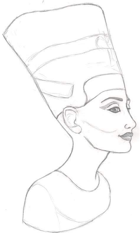 Egyptian Queen Nefertiti Drawing Sketch Coloring Page