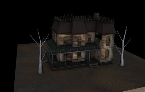 3d model low poly haunted house vr ar low poly cgtrader