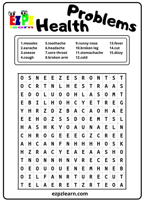 Health Problems Word Search