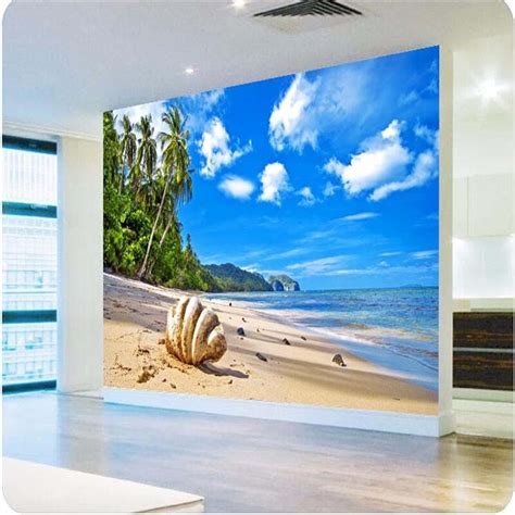 Beibehang High Quality 3d Painting Living Room Background Beach Clouds