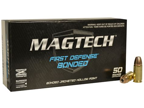 Magtech First Defense 9mm Luger Ammo 124 Grain Bonded Jacketed Hollow