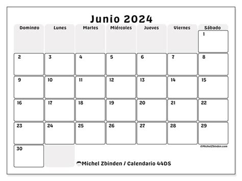 Calendario Junio 2024 44ds Michel Zbinden Hn