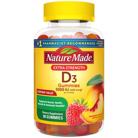 nature made extra strength vitamin d3 5000 iu 125 mcg 90 gummies high potency vitamin d