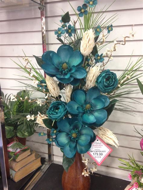 dried and artificial flowers artificial silk flower arrangement silver teal in glitter black vase