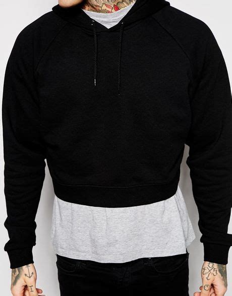 Asos Oversized Cropped Hoodie In Black For Men Lyst