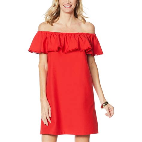 Colleen Lopez Palm Paradise Ruffle Off The Shoulder Dress 9282369 Hsn
