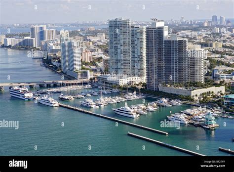 Aerial View Of Miami Beach Marina And High Rise Buildings Miami