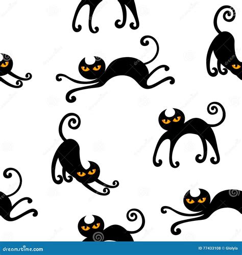 Black Cats Seamless Pattern Stock Vector Illustration Of Kitten Head 77433108