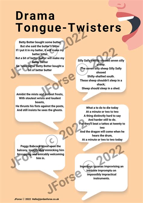 Drama And Theatre Tongue Twisters A3 Poster Teaching Resources
