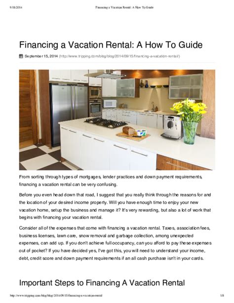 pdf 9 18 2014 financing a vacation rental a how to guide financing a vacation rental a how