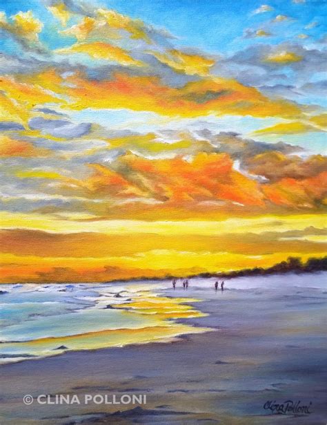 Clouds On An Ocean Sunset Seascape Clina Polloni Art