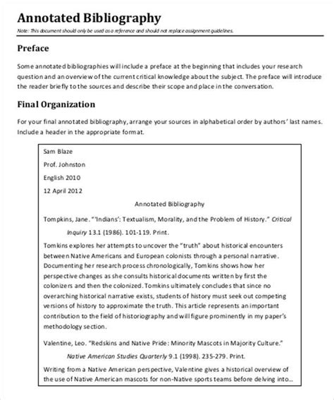 7 Annotated Bibliography Templates Free Word And Pdf Format