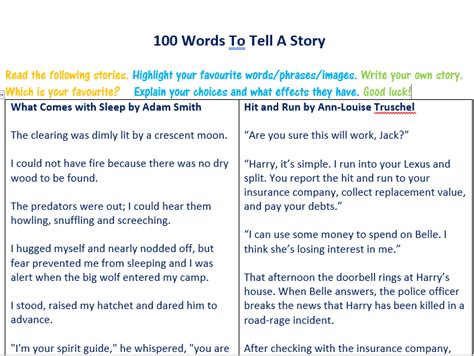 100 Words To Tell A Story Worksheet For Independent Work Teaching