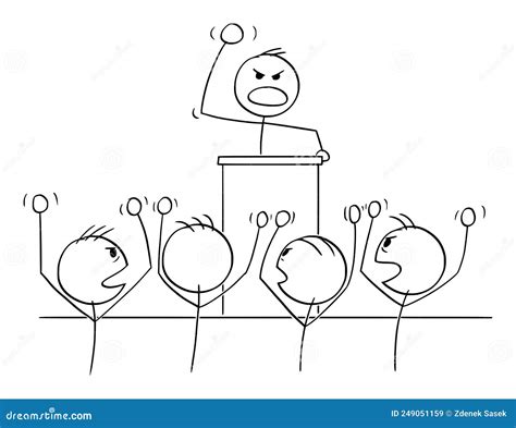 Politician Or Leader Radicalize Crowd Of Followers Vector Cartoon