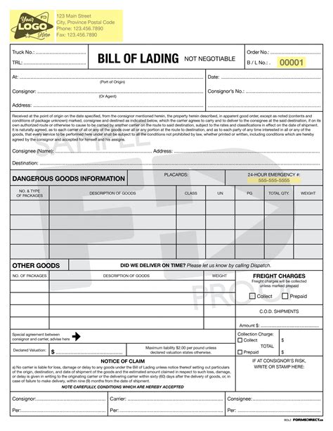 Bill Of Lading Business Forms Staples