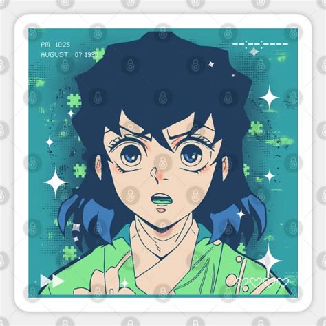 An Anime Character With Blue Hair And Green Eyes In Front Of A Star