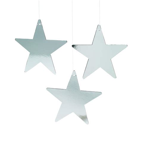 Buy Silver Star Decorations 9 Star Cutouts Hanging Decorations