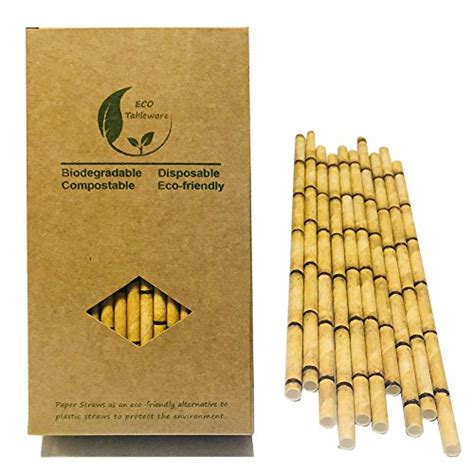 Yellow Bamboo Drinking Paper Straws No Plastic Straws Compstable