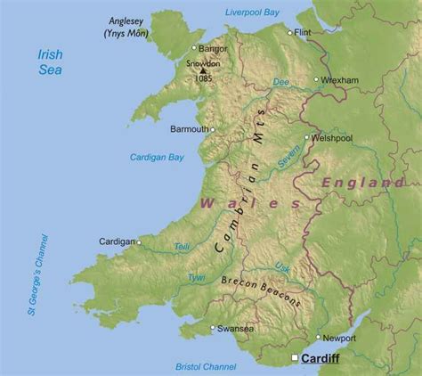 Pays De Galles Cartes Géographiques Du Pays De Galles Royaume Uni