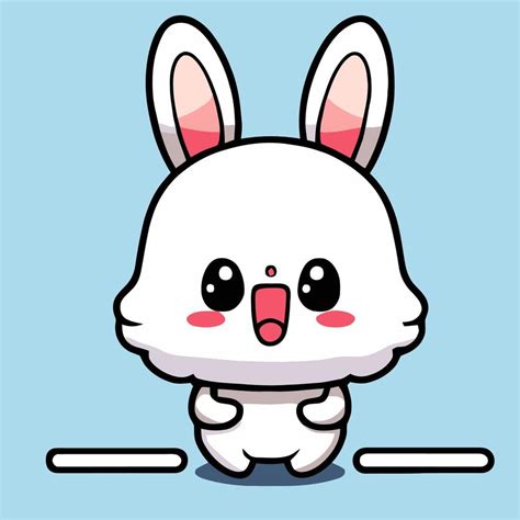 Cute Rabbit Illustration Rabbit Kawaii Chibi Vector Drawing Style