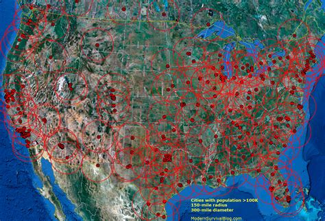 Safer Survival Distance From USA City Hordes
