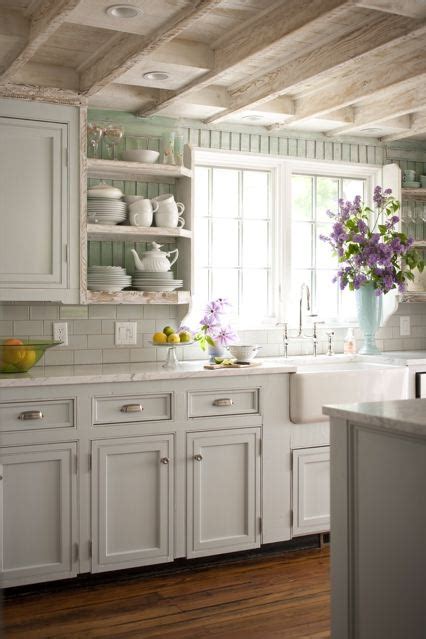 Beadboard ceiling add architectural interest to a room and can be used to easily cover the mistakes of drywall. Painted Beadboard Backsplash - Cottage - kitchen - BHG