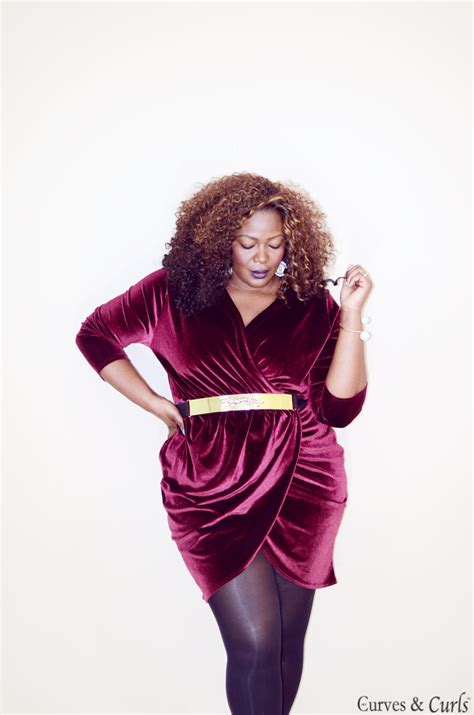 Missguided Plus Oxblood Velvet Wrap Dress Review My Curves And Curls