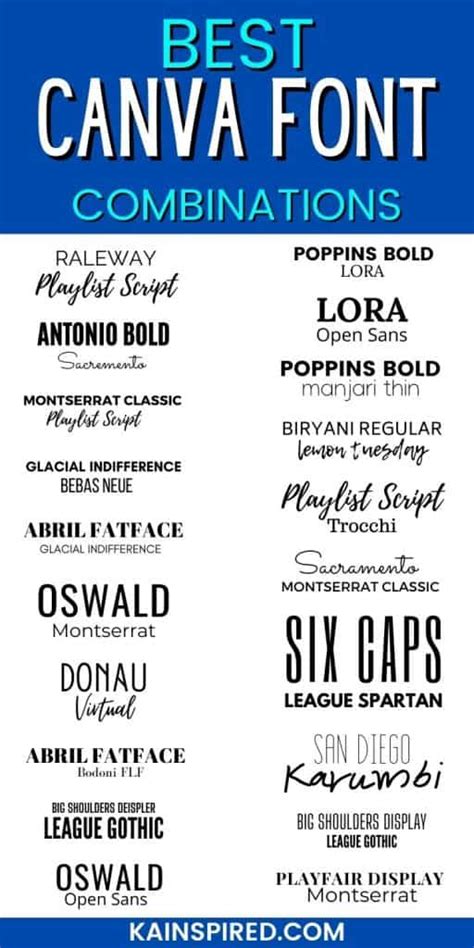 Best Canva Font Combinations Kainspired