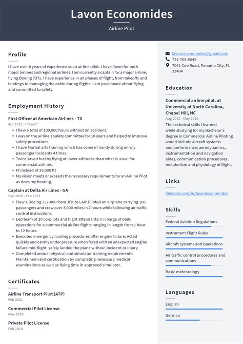 Airline Pilot Resume Example And Writing Guide Resumelawyer