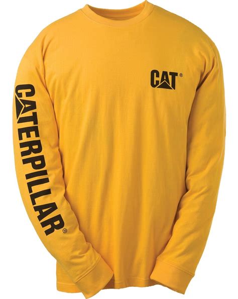 Cat Caterpillar Trademark Banner Long Sleeve T Shirt Mens Durable Work