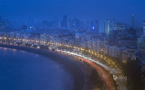 Bing City Lantern Night Cityscape Traffic Water Building Mumbai Wallpapers Hd Desktop