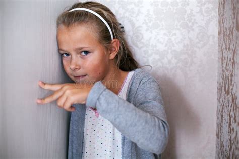 Upset Girl Playing With Her Fingers Stock Photo Image Of Stymie Home