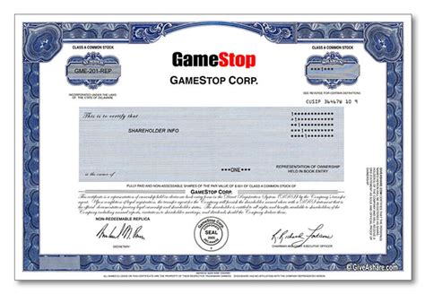 Our gme etf report shows the etfs with the most gme exposure, the top performing gme etfs, and most popular the etf.com stock finder tool helps you find an etf's allocation to a certain stock. Gift GameStop Stock | Real Ownership + Stock Certificate ...