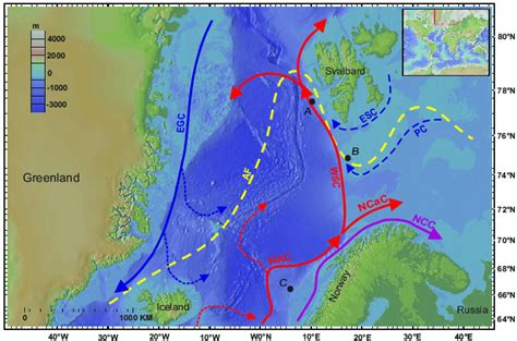 Bathymetric Map Of The Nordic Seas Showing The Major Oceanic Features