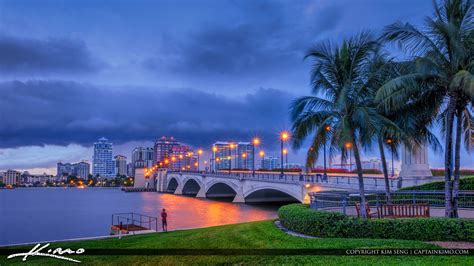 West Palm Beach Skyline Gloomy Clouds Over City Hdr Photography By