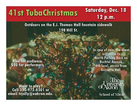 41st Tubachristmas Outdoors University Of Akron School Of Music At