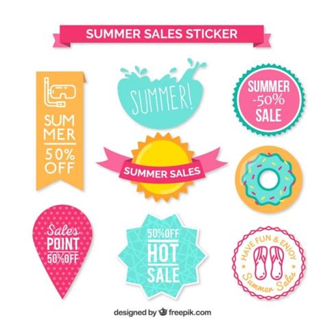 Free Vector Collection Of Beautiful Summer Sale Stickers