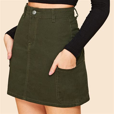 Women High Waist Skirt Summer Style Single Button Pockets Mini Skirts Jaycosin 2019 Bskirts