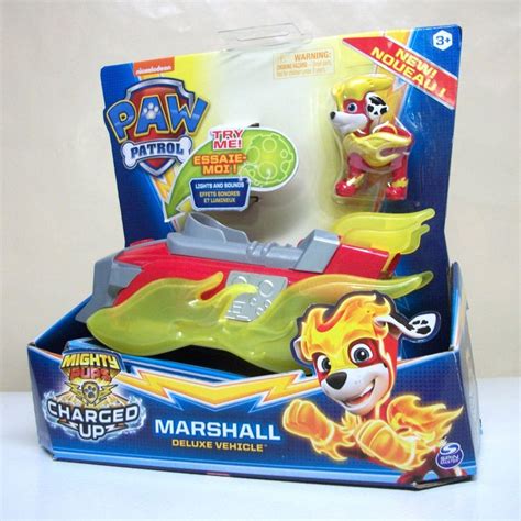 Paw Patrol Charged Up Marshall Deluxe Vehicle Mighty Pups Fire Dog Spin