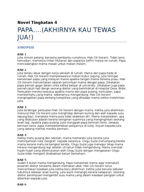 Novel ini bertemakan kasih sayang antara ahli keluarga yang menjadi asas keharmonian sesebuah rumah tangga. Papa (Akhirnya Kau Tewas Jua)