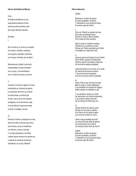 Himno Del Estado De Mexico Completo Letra Original Pdf