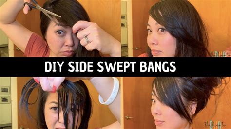 How To Cut Your Own Side Swept Bangs Diy Haircut Youtube