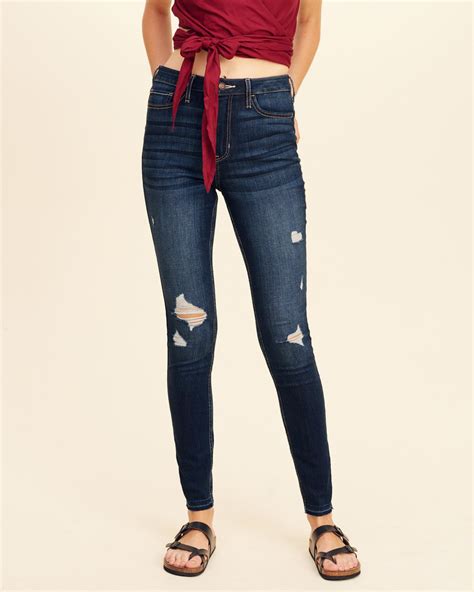 Lyst Hollister High Rise Super Skinny Jeans In Blue