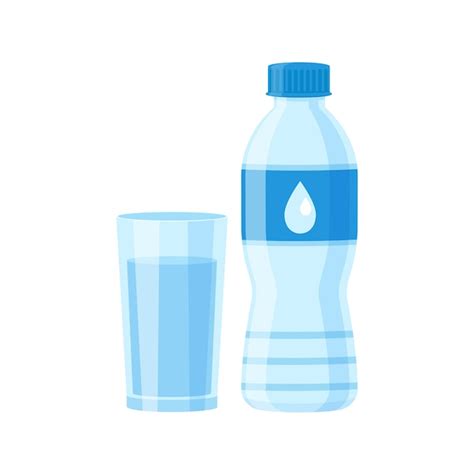 Glas Und Eine Flasche Wasser Premium Vektor