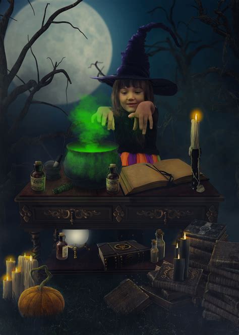 Witch Halloween Digital Backdrops Cauldron Halloween Etsy