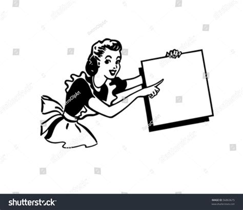 pointing lady presenter retro clip art stock vector royalty free 56863675 vintage housewife