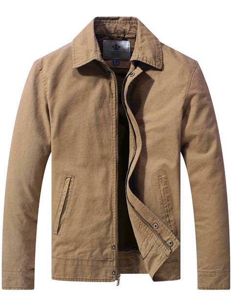Mens Canvas Utility Work Wear Lightweight Casual Military Jacket Wenven