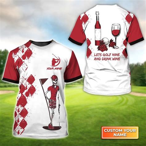 Customized Golf T Shirt Personalized Name Argyle Pattern Golf Nine And