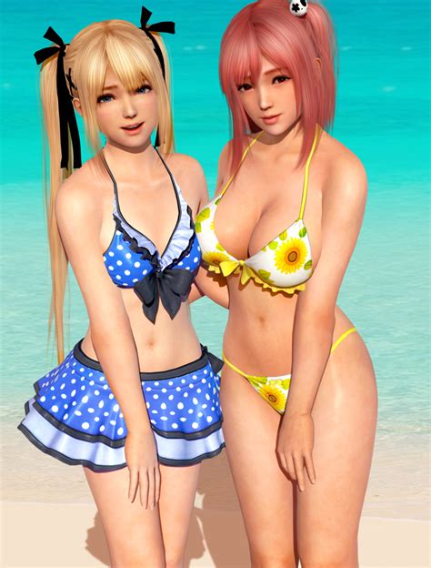 Rule 34 2girls 3d 3d Artwork Absurdres Beach Bikini Bikini Bottom Bikini Top Blonde Hair