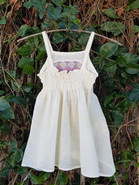 Handwoven Cotton Baby Girl Dress For Summer Breathable Linen Etsy Uk